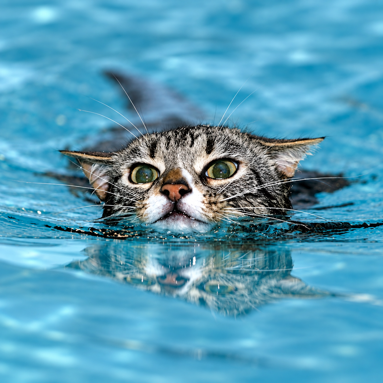 A very unusual cat swimming
